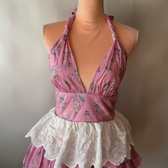 Sugar Thrillz Pink and White Lace Mini Dress - Picture 3 of 9